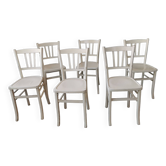 Set of 6 vintage white bistro chairs