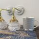 Paire d’appliques murales vintage en verre fleurs
