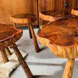 Set of 7 stools + 1 coffee table - brutalist movement