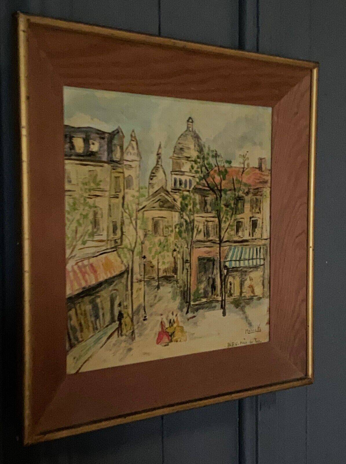 Oil on Isorel by Monick place du Tertre XXe Paris
