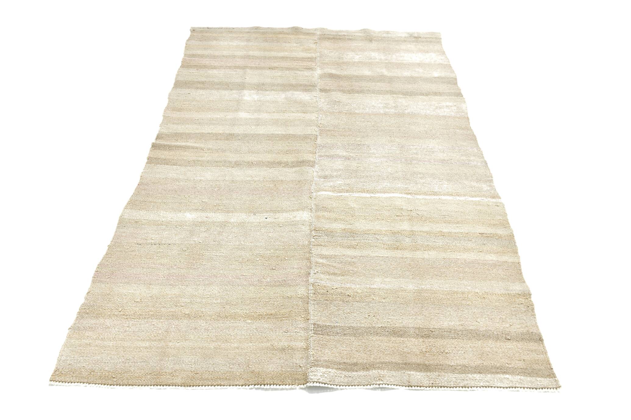5x8 Beige & Cream Striped Kilim Rug, 160x234Cm