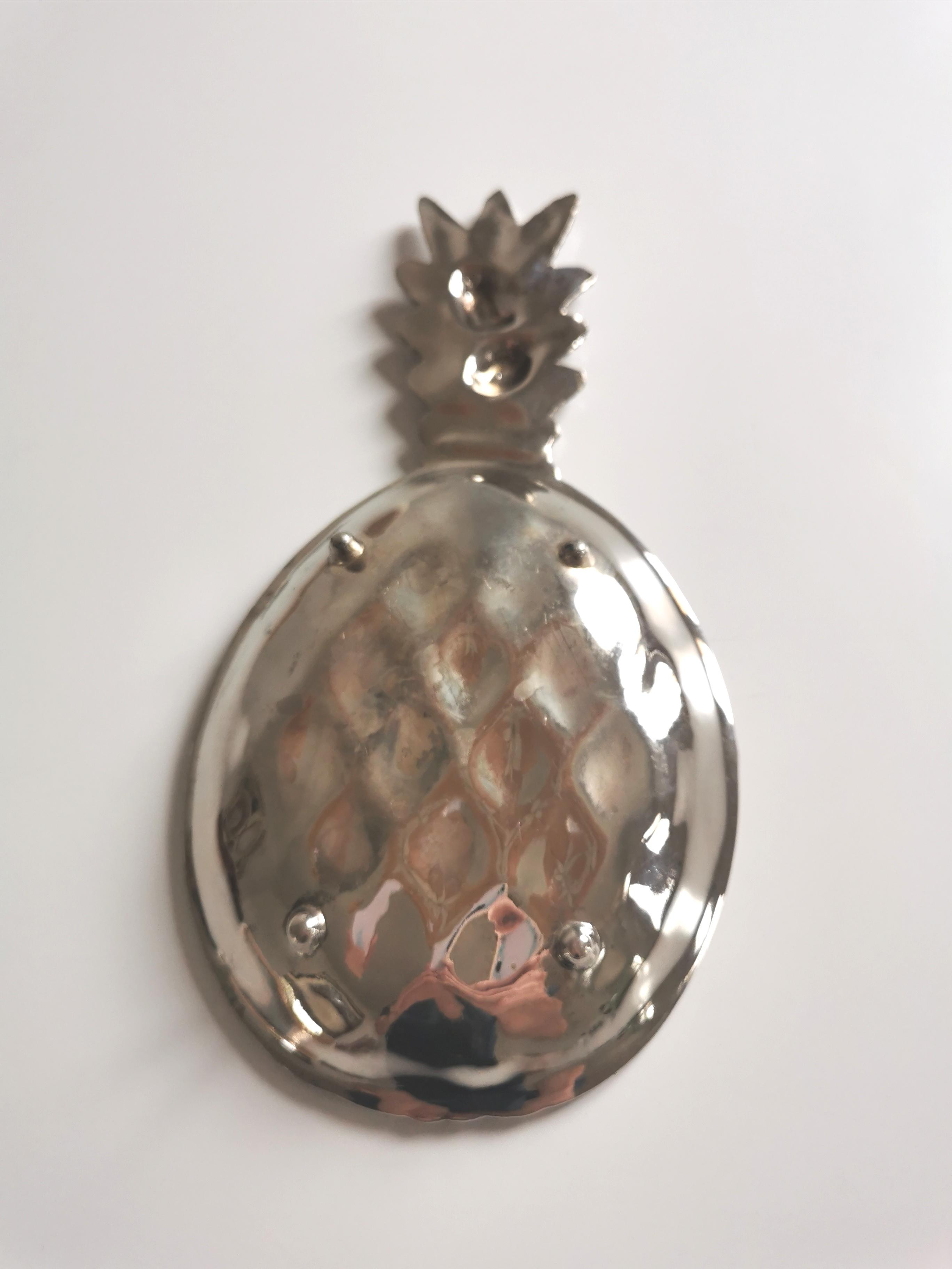 vintage pineapple silver metal trinket bowl