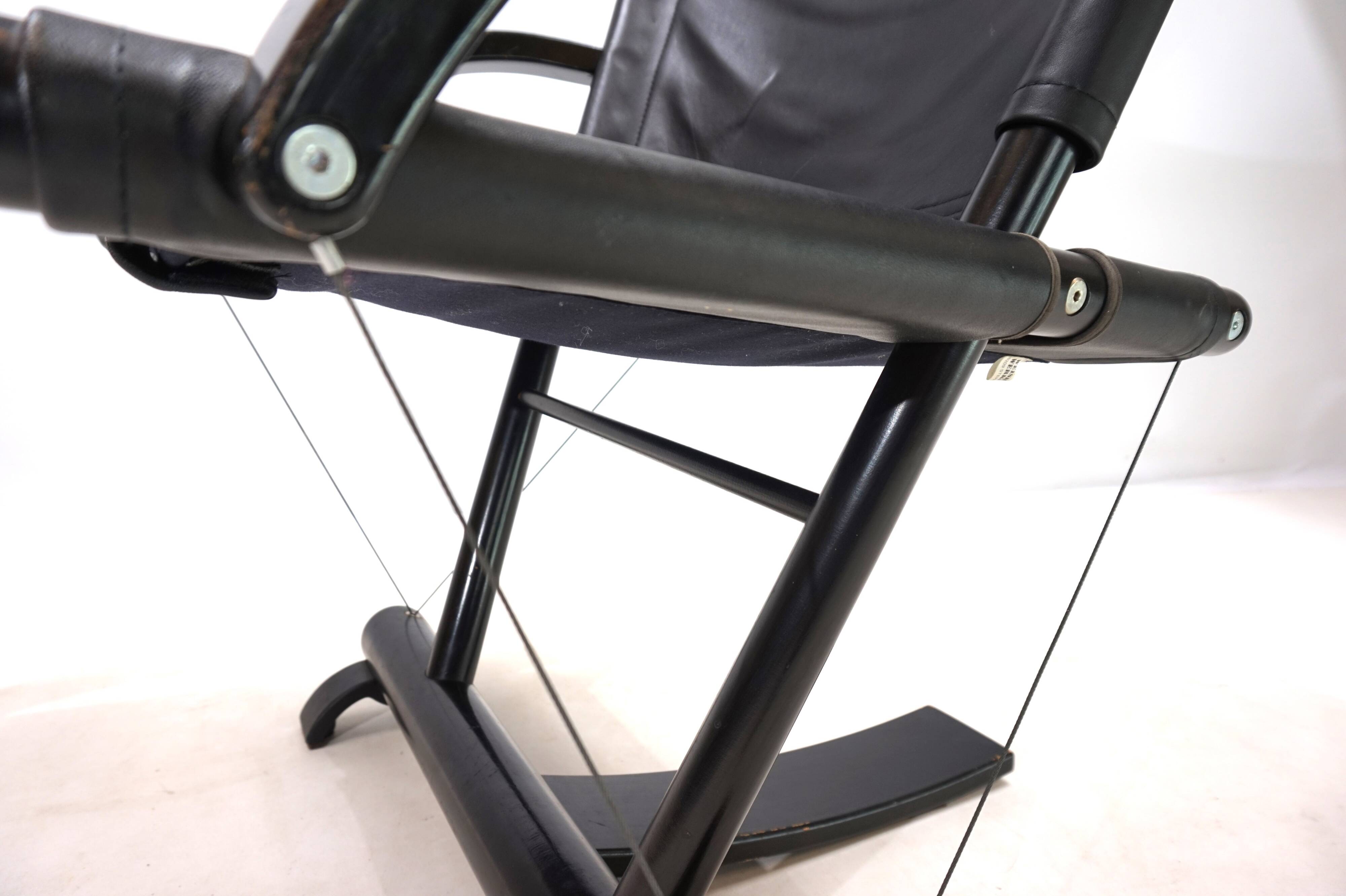 Fauteuil lounge en cuir Weishäupl Werkstätten String, 1980