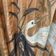 Vintage XXL wall fan hand-painted, Ibis