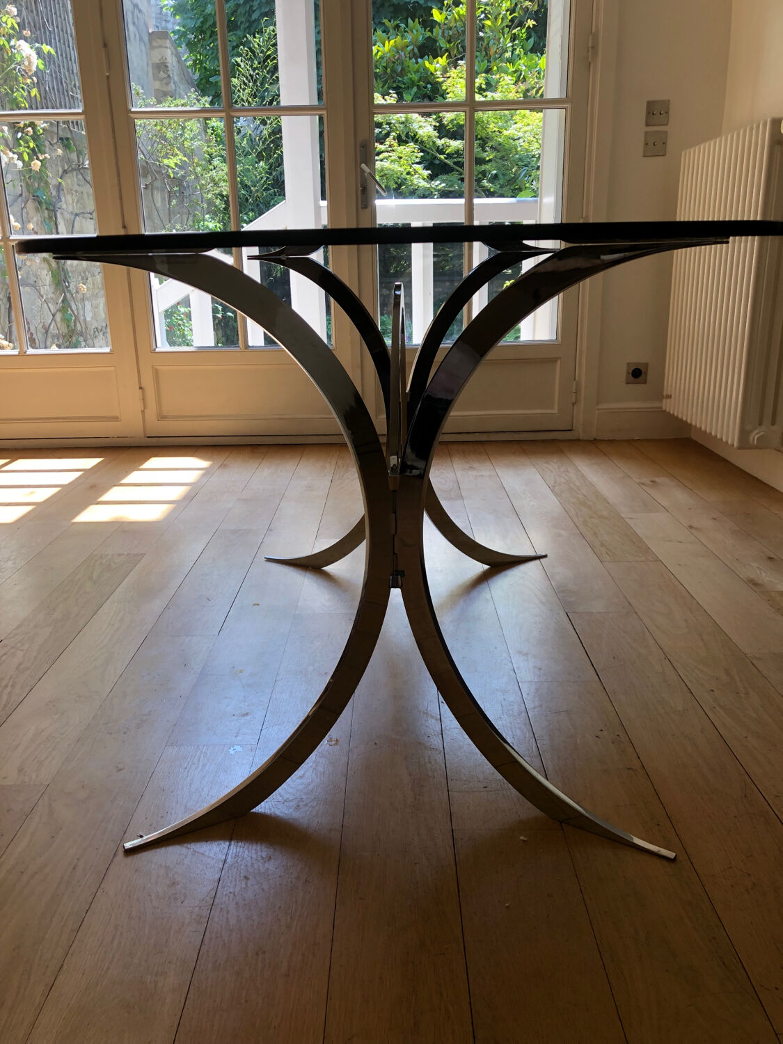 Dining table 70 smoked glass and steel