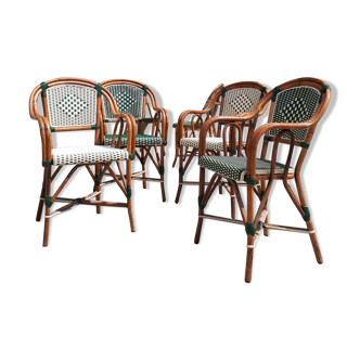 Set of 4 armchairs rattan of parisian brewery