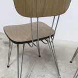 Paire de chaises Formica 1970 pieds Eiffel marron