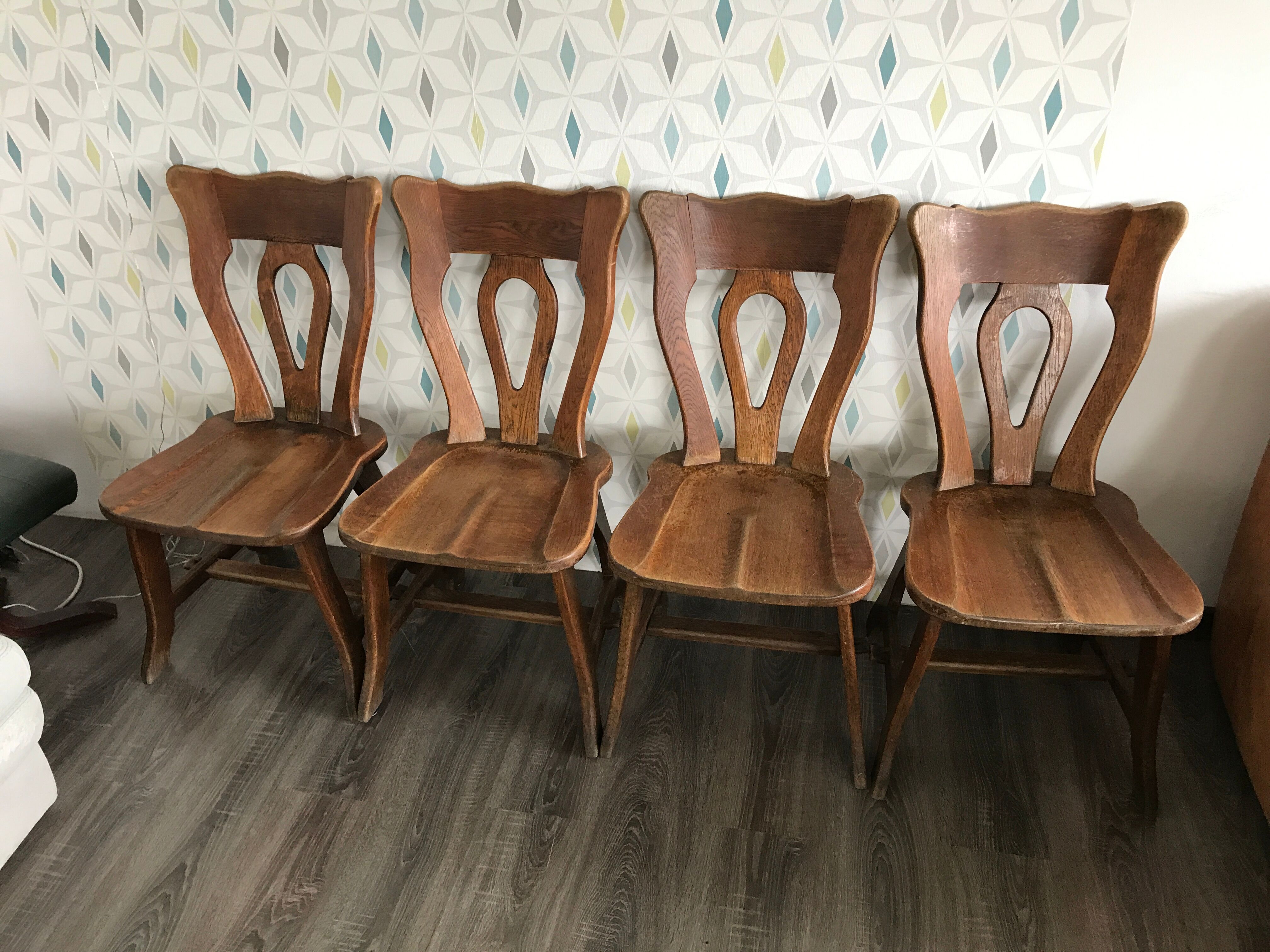 4 brutalist bistro chairs