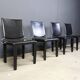 Chaises de salle à manger en cuir noir par Arper Italie, années 1980 - lot de 4