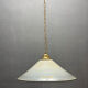 White Murano Glass Pendant Light with Black Rim, Italy, Mid-Century