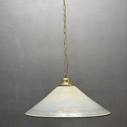 White Murano Glass Pendant Light with Black Rim, Italy, Mid-Century