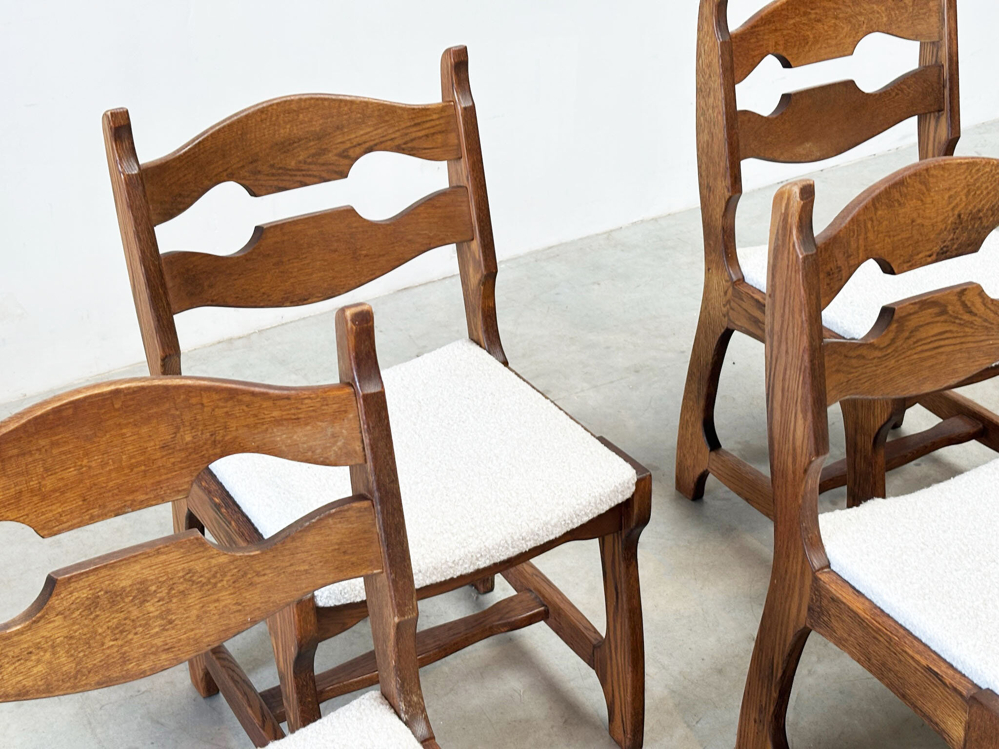 Set of six brutalist razorback dining chairs