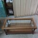 Table basse bois et cannage