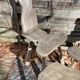Duo of brutalist wooden chairs and a stool 1960