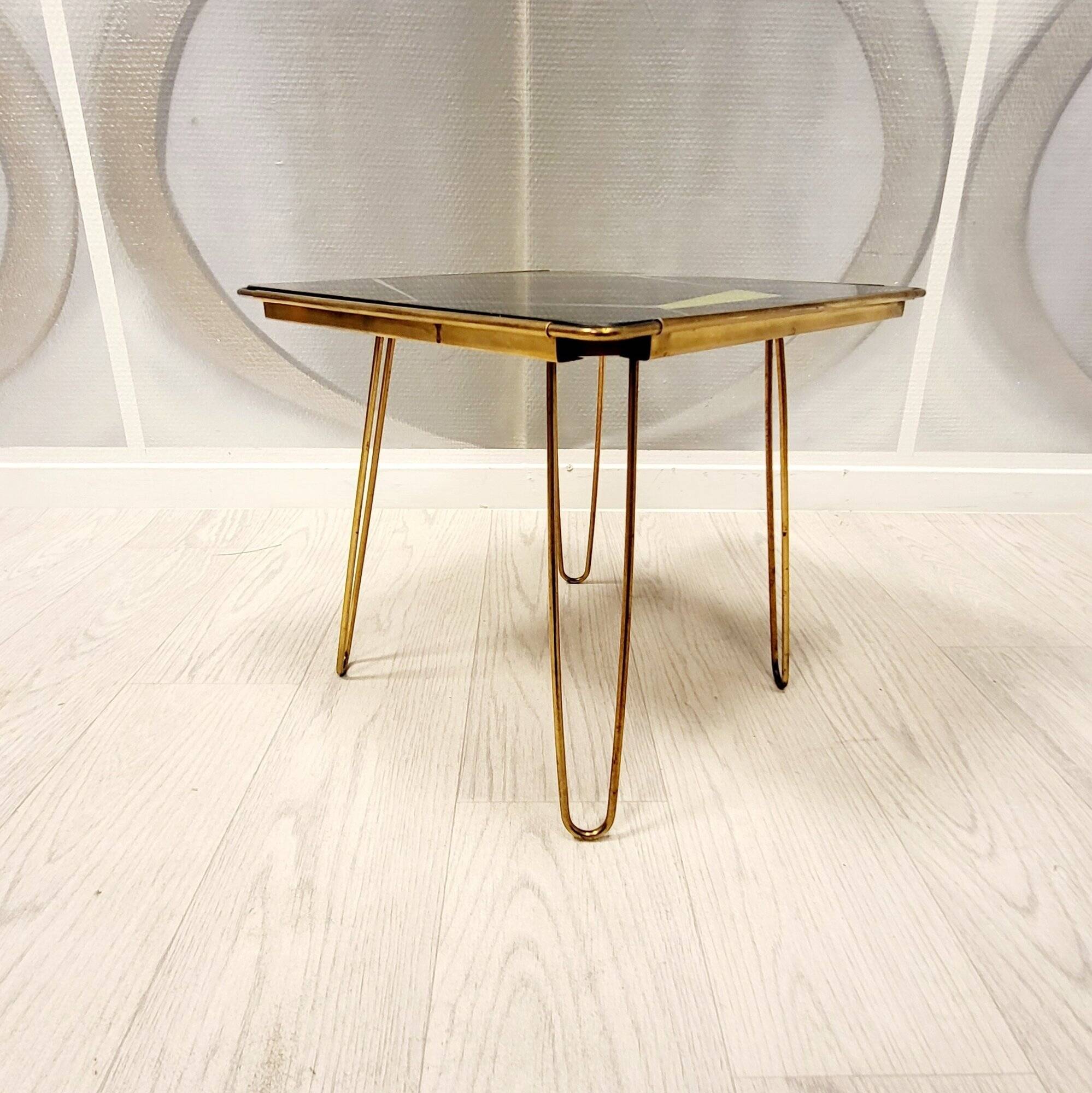 Vintage Coffee Table • Brass • Glass • 1950