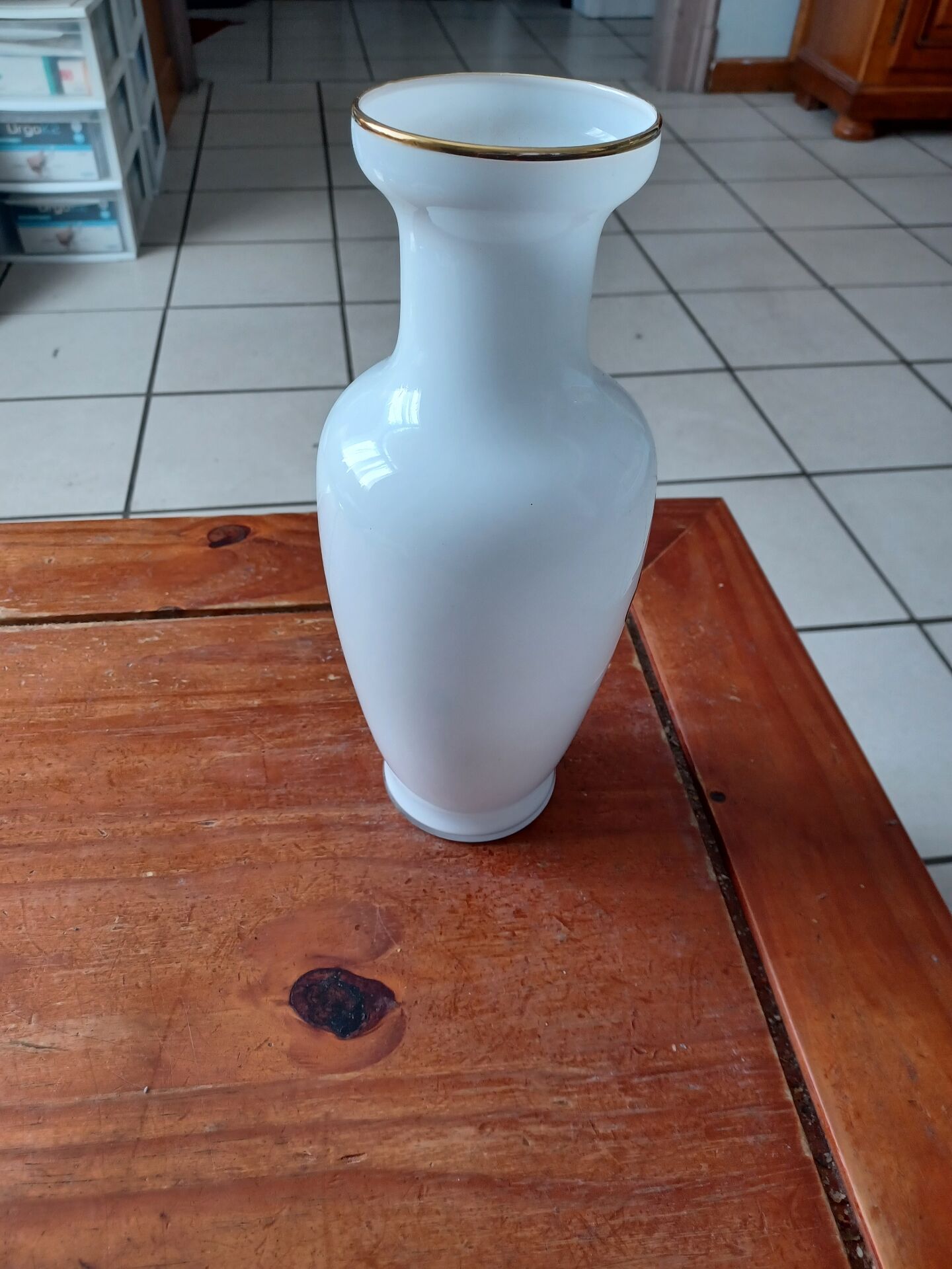Vase in opaline hand-decorated