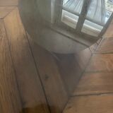 Vintage coffee table Italian design curved glass and travertine