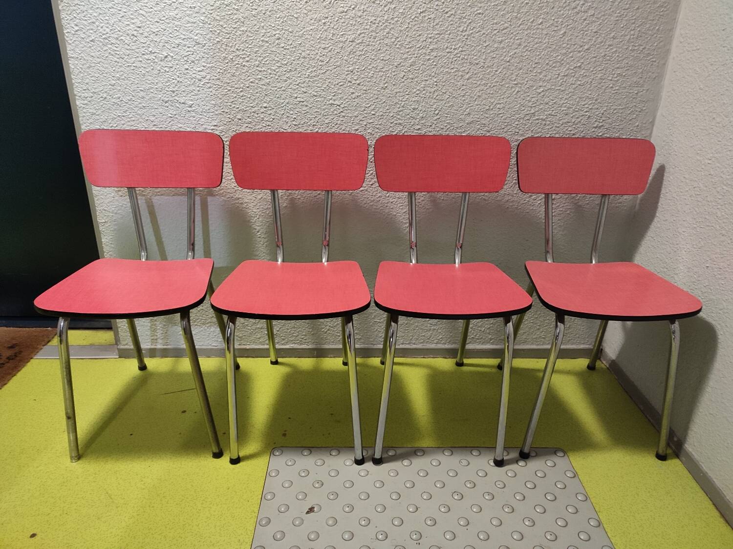 4 vintage red formica chairs