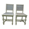 Chaises style Henri II, paire de chaises patinées blanc, campagne chic