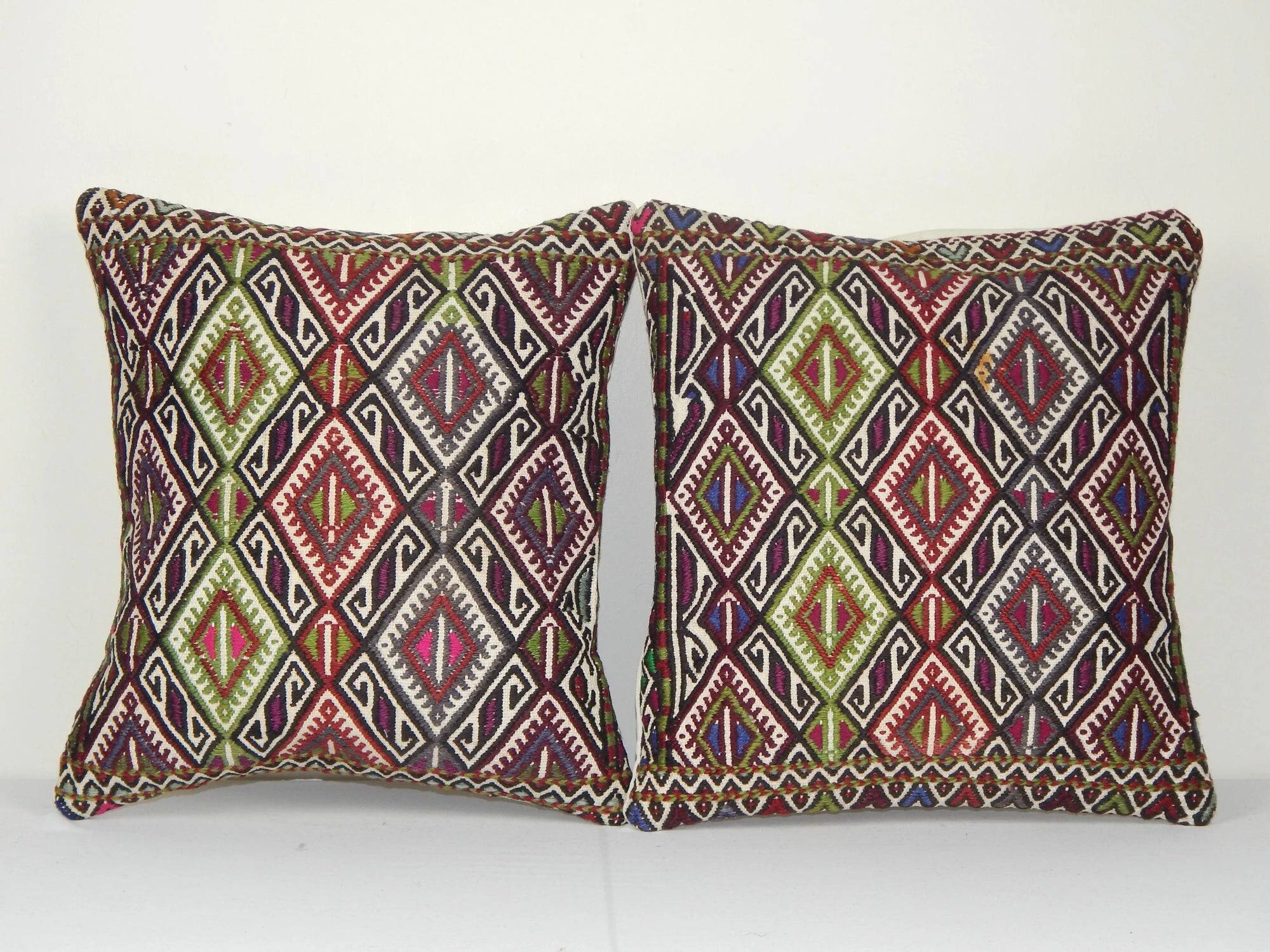 Set of 2 vintage kilim cushion covers 41x41 cm