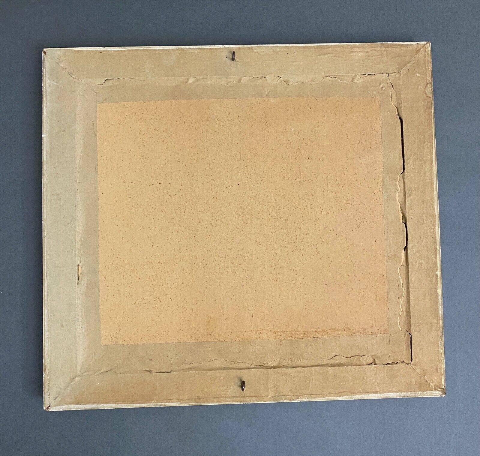 20th century still life watercolor bouquet of hydrangeas in a golden frame