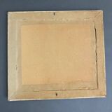 20th century still life watercolor bouquet of hydrangeas in a golden frame
