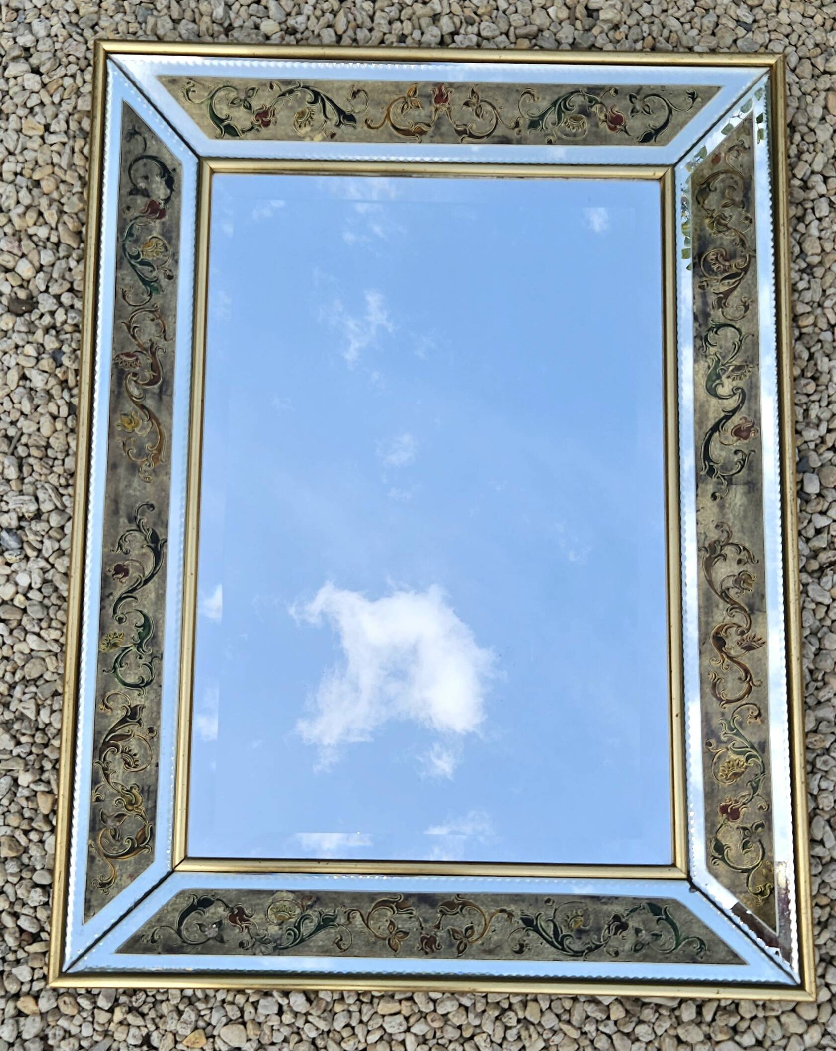 Miroir De Venise avec verre gravé decor floral