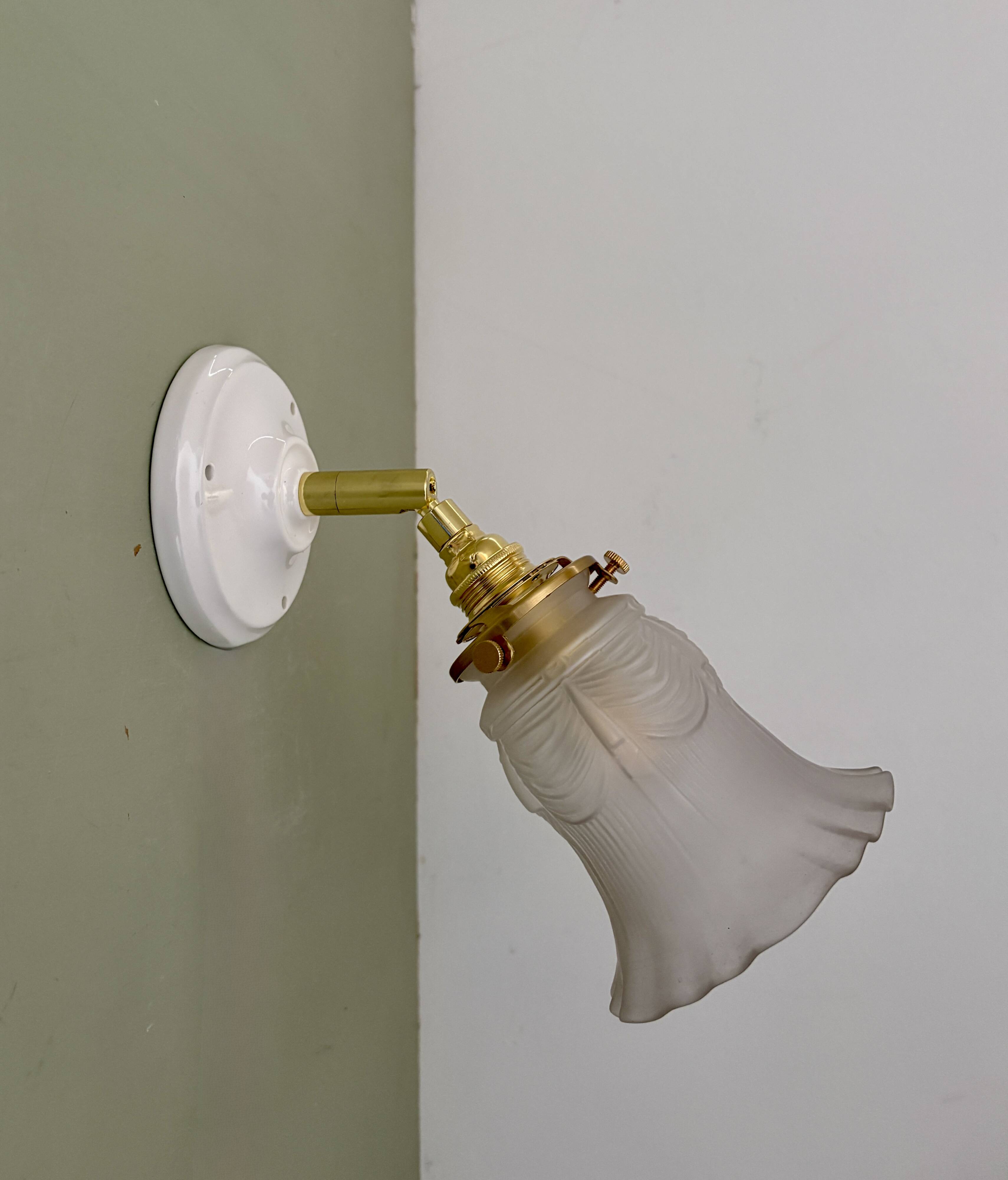 Vintage frosted glass tulip wall lamp