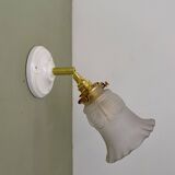 Vintage frosted glass tulip wall lamp