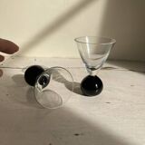 Set of two Art Deco cone glasses on ball base