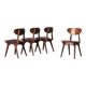 Set of 4 dining chairs in teak and burgundy by Louis van Teeffelen, The Netherlands, 1960’s