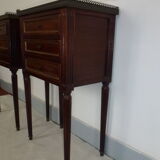 Old pair bedside table style Louis XVI mahogany marble