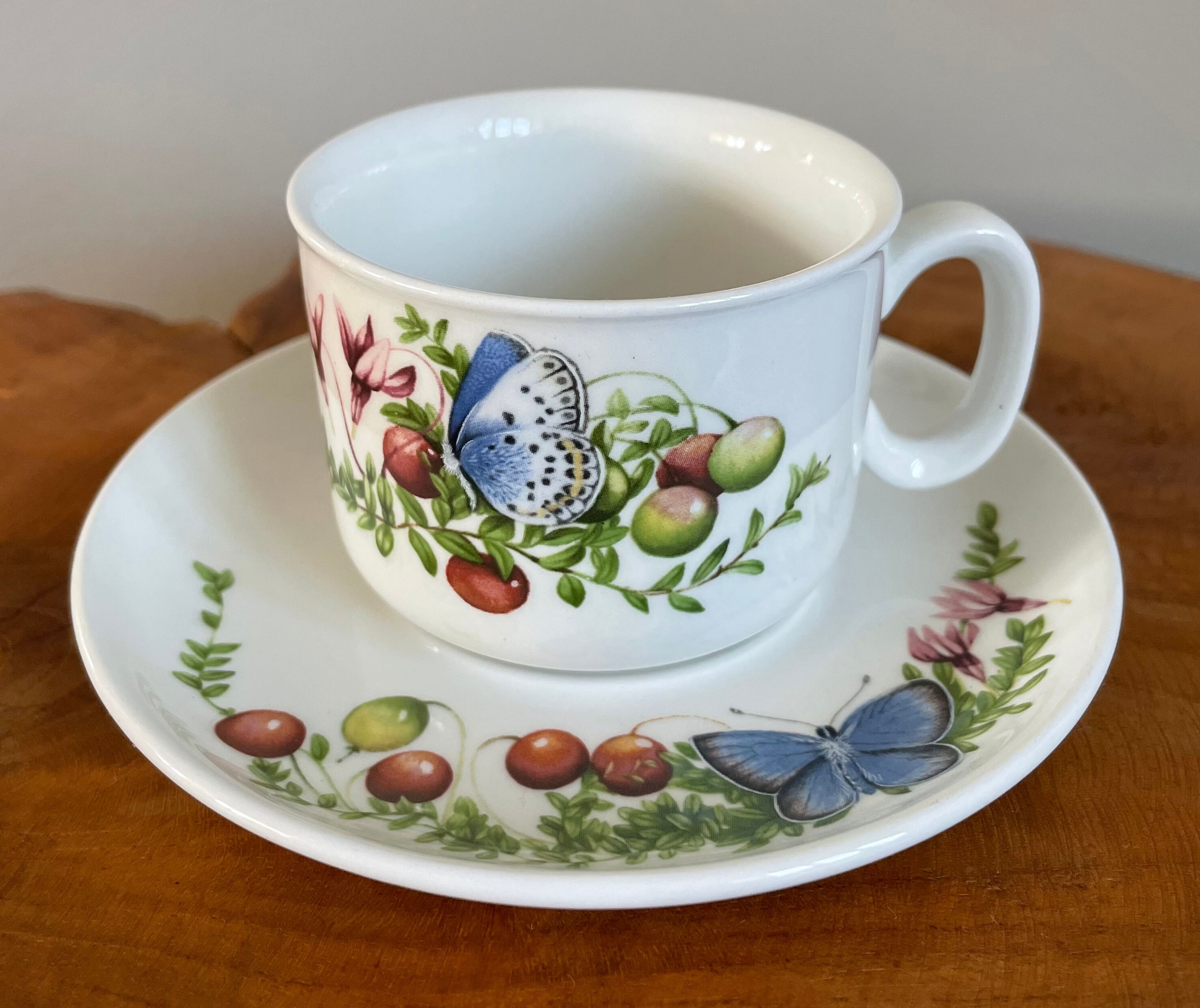 Set of 4 Marjolein Bastin Teacups with Saucers from the "Libelle" Series, J&G Meakin, Wedgwood Group