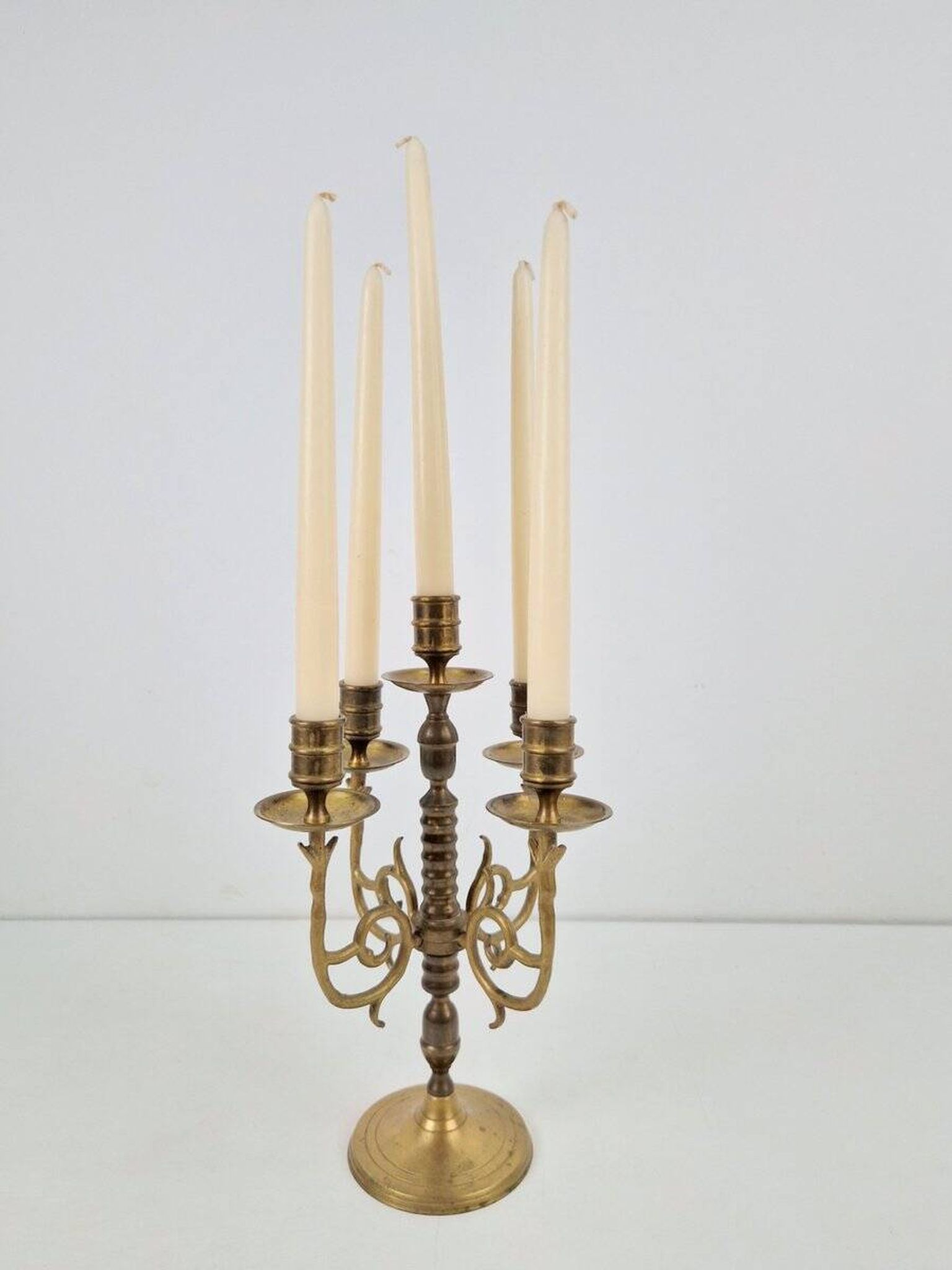 Bougeoir en cuivre rustique français, 1950