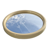 Vintage mirror 70 round white ecru plastic