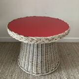 Vintage side table in rattan and formica
