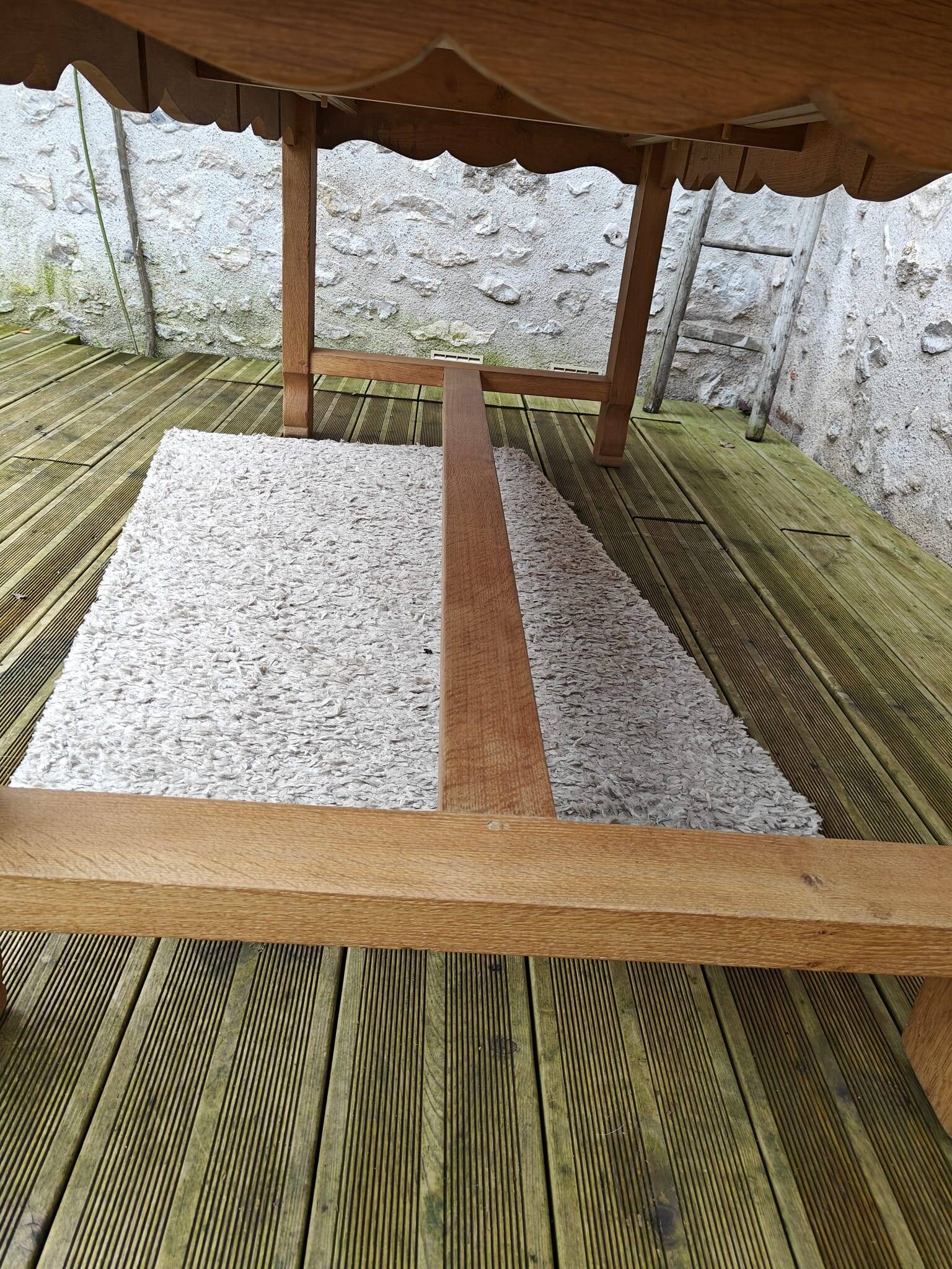 Oak farmhouse table stamped R Trotel