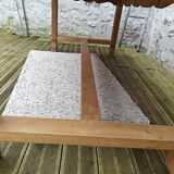 Table de ferme en chêne estampillée R Trotel