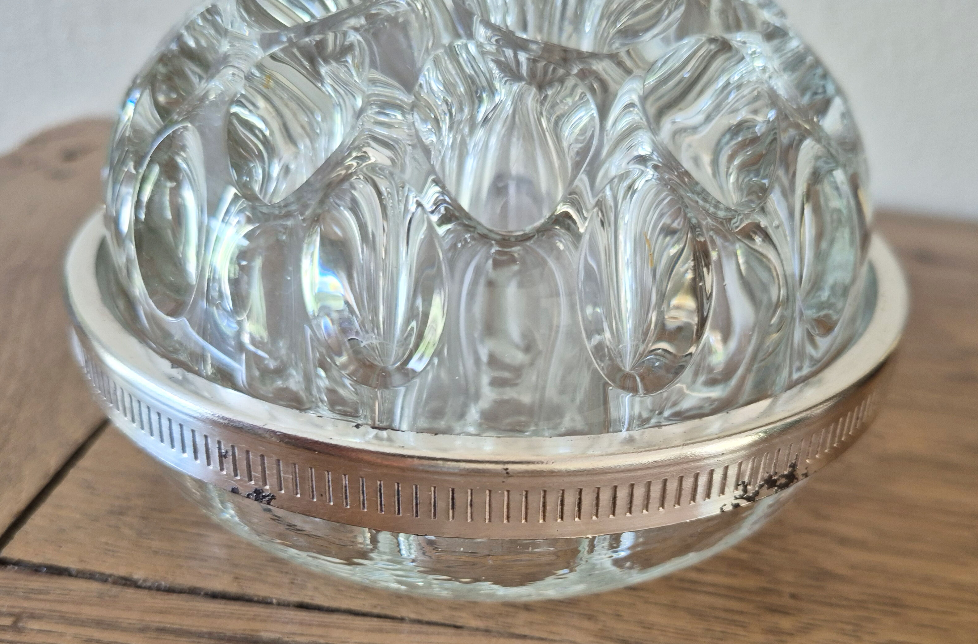 Antique glass and silver-plated flower holder