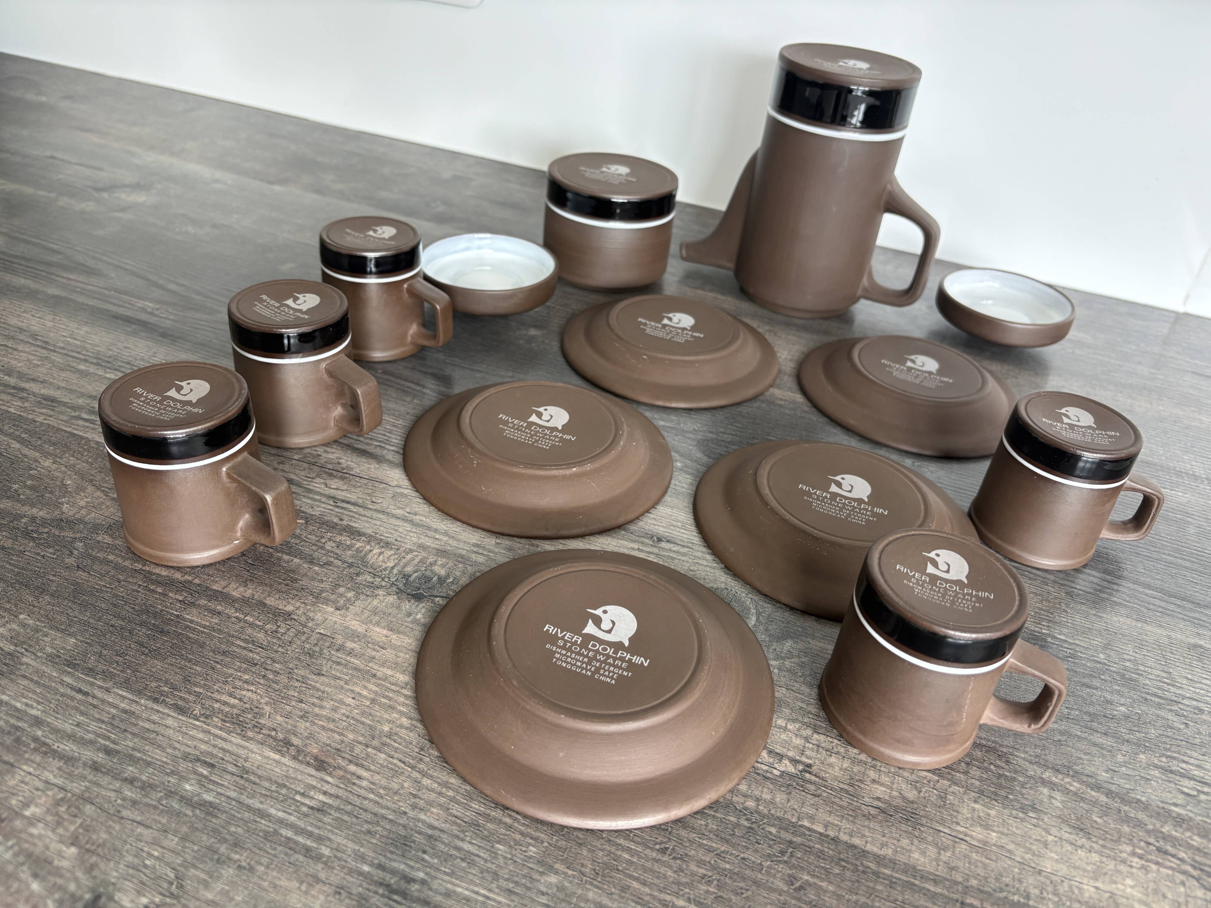 Vintage River Dolphin coffee service – Matte stoneware