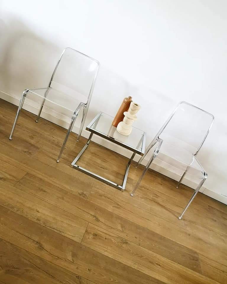 Pair of transparent plexiglass chairs "Armet Italy"