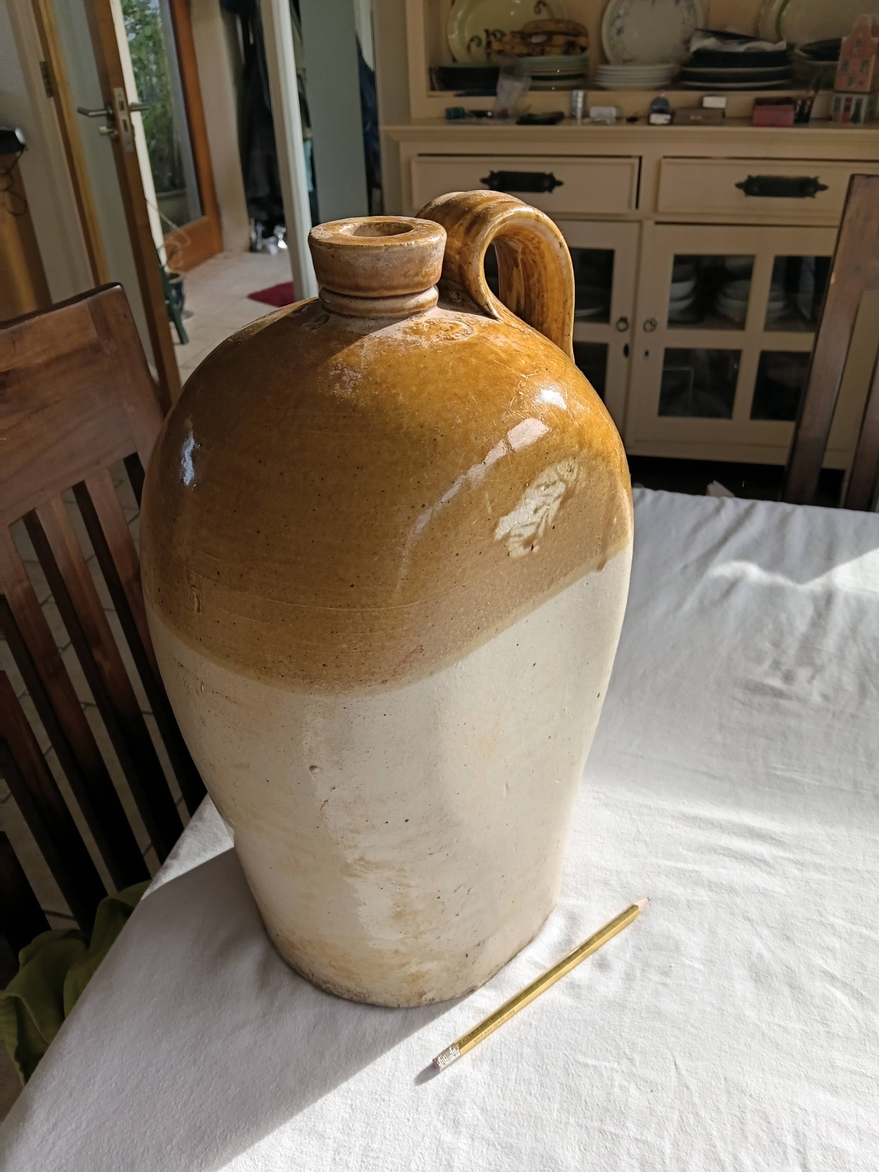 Flacon à whisky en grès de Bristol, à côtés plats, 2 gallons, victorien (vers 1900)