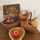 Old baskets and woven wicker basket.