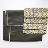 Tablecloth and towels in green upcycled linen