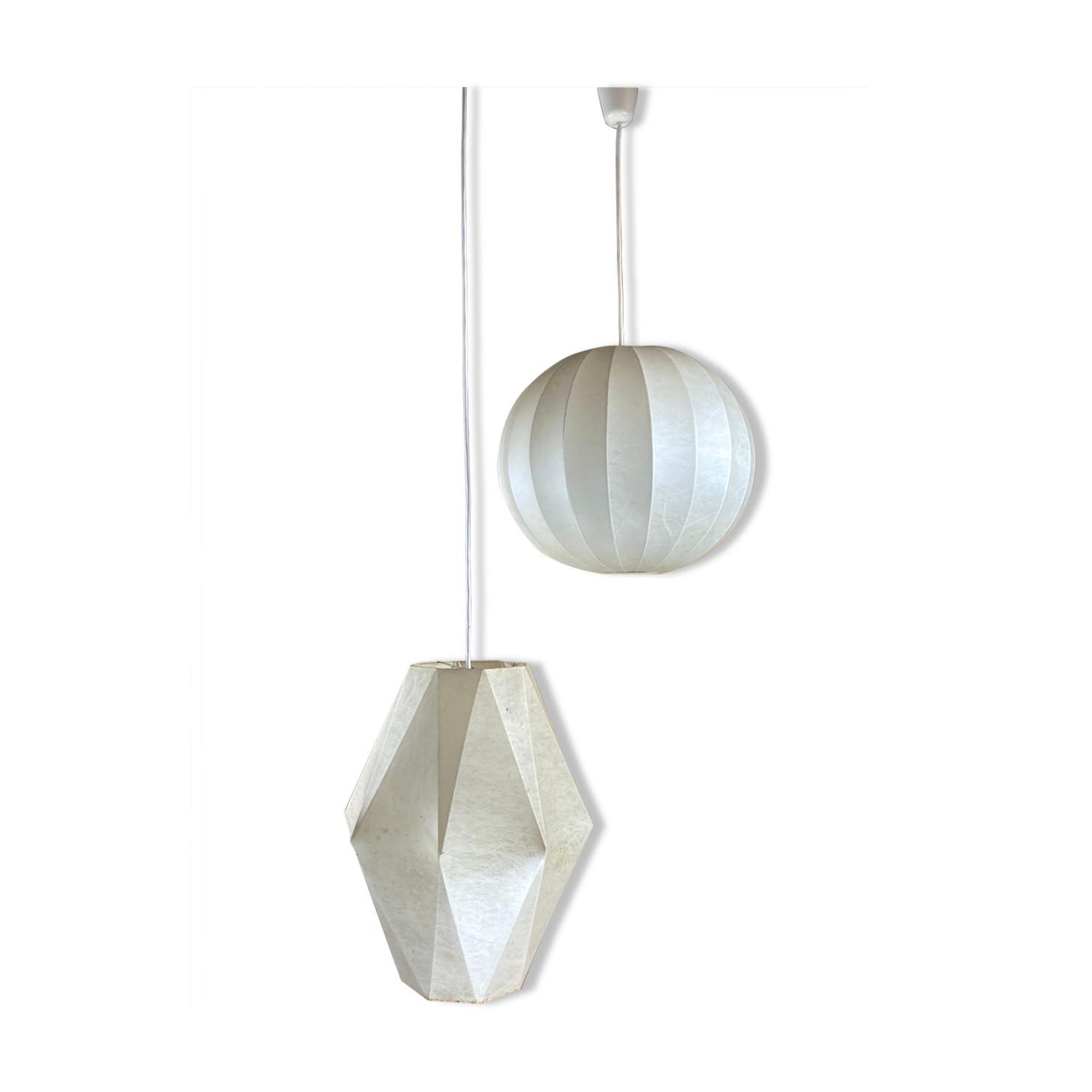 Pair space age cocoon hanging lamps, Germany 1960s