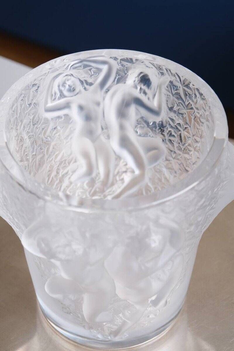 Champagne Bucket “Ganymede” Crystal Vase by Lalique, 20th Century