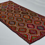 Anatolian handmade kilim rug 288 cm x 130 cm