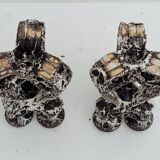Pair of three-burner candelabra candlesticks by Marius Giuge glazed ceramic Vallauris 1950