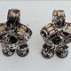 Pair of three-burner candelabra candlesticks by Marius Giuge glazed ceramic Vallauris 1950