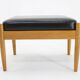 1960s Beech Leather Stool, Denmark